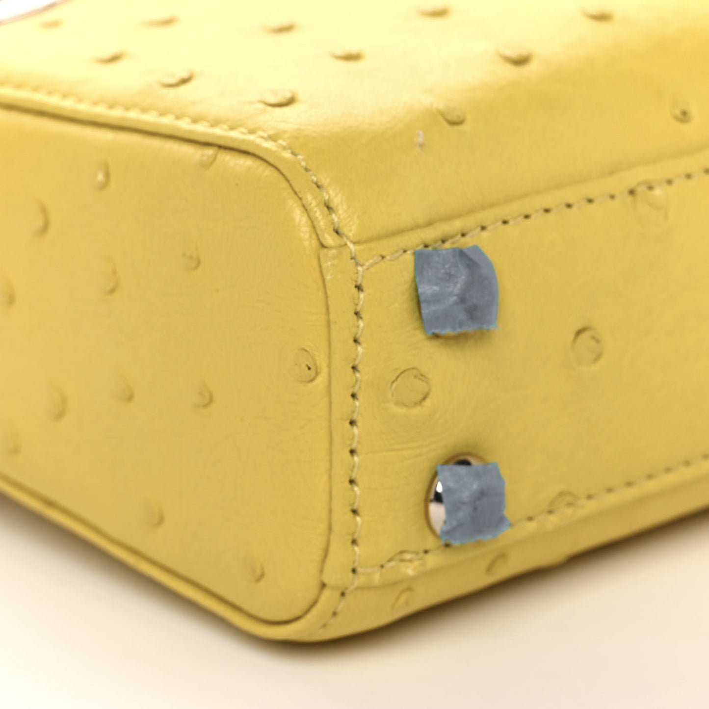 Ostrich Micro Lady Dior Yellow