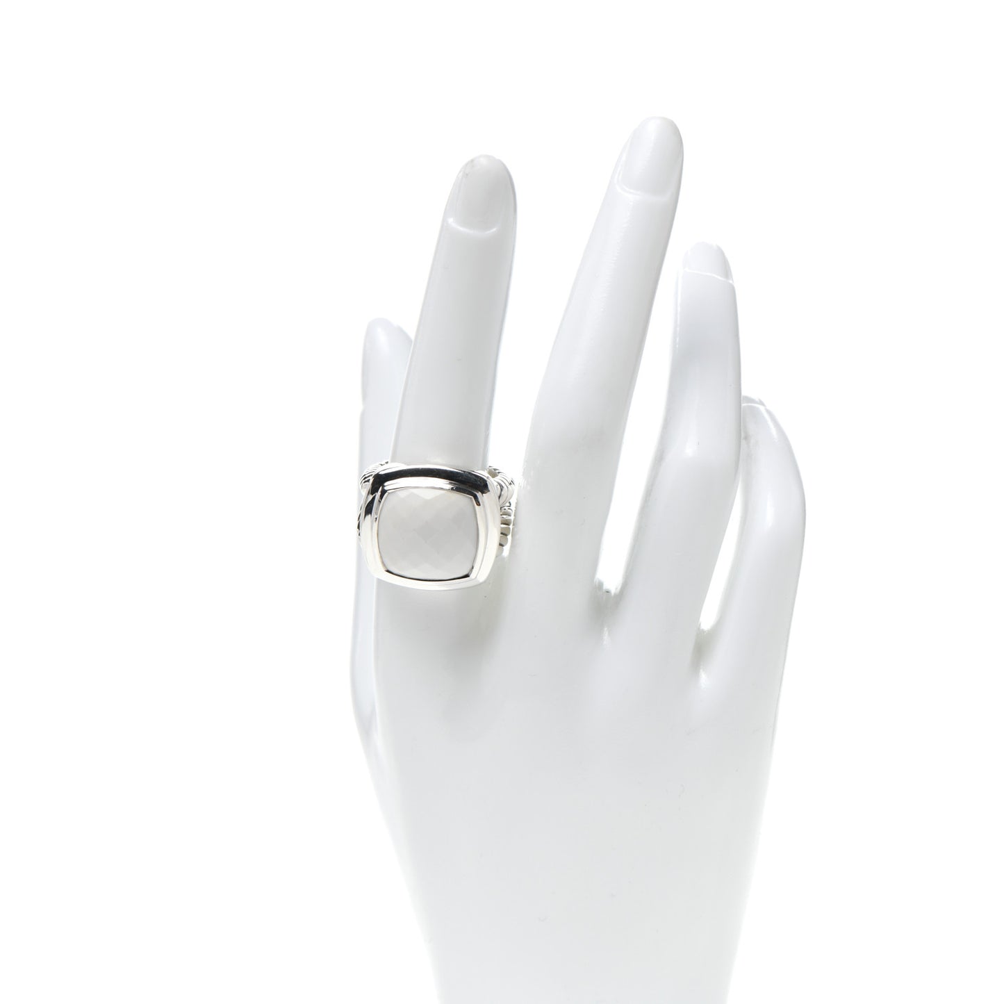 Sterling Silver White Agate 14mm Albion Ring 58 8.5