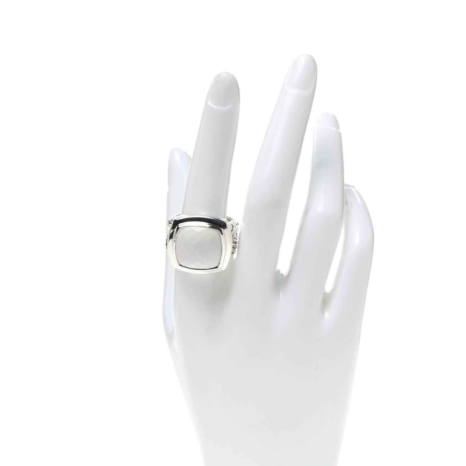 David Yurman Sterling Silver White Agate 14mm Albion Ring 58 8.5 2 of 6