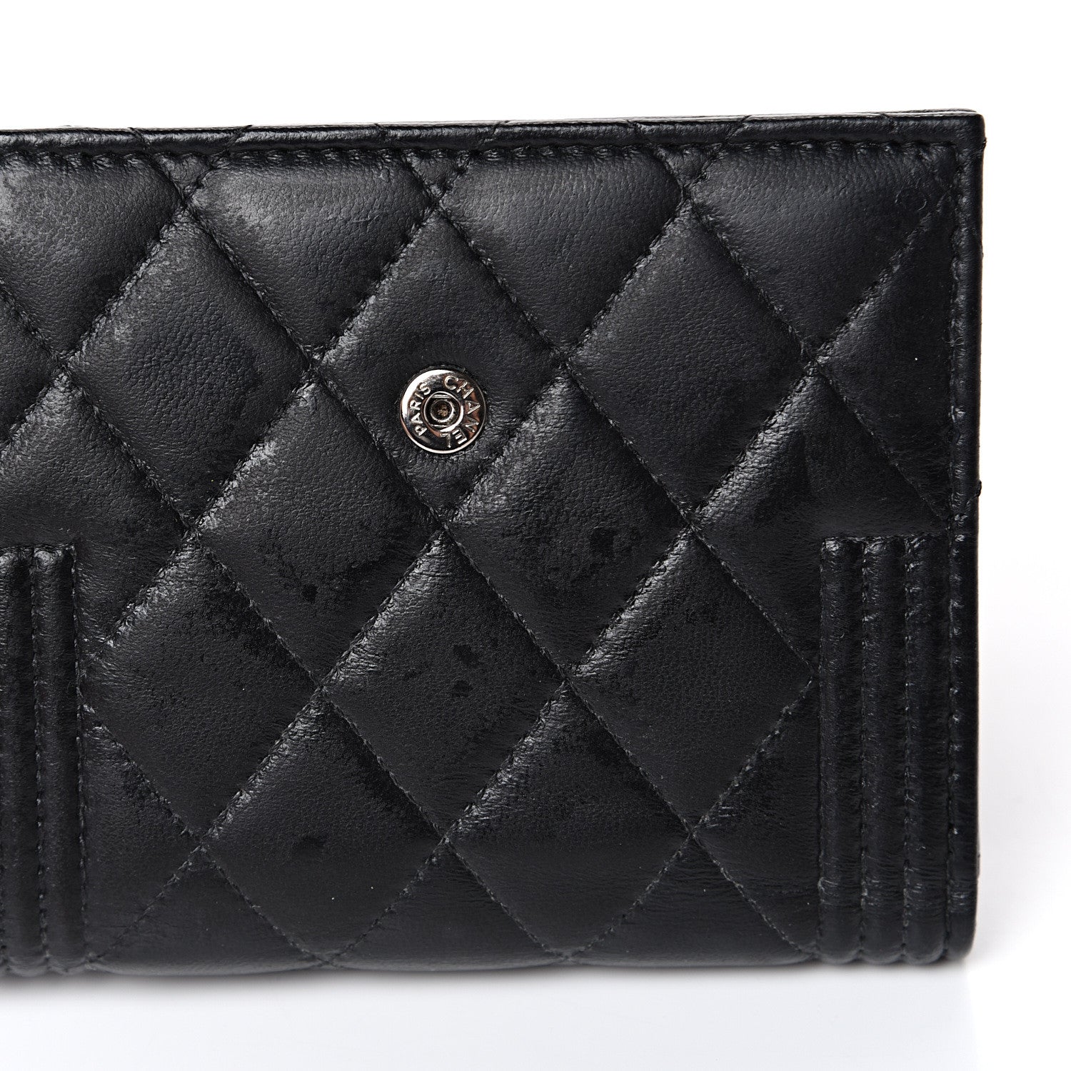 Chanel Lambskin Quilted Compact Boy Wallet Black 8 of 12