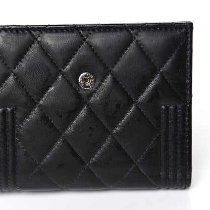 Chanel Lambskin Quilted Compact Boy Wallet Black 8 of 12