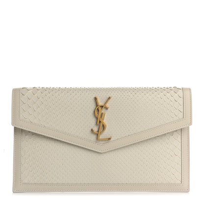 Saint Laurent Snakeskin Uptown Pouch Crema Soft 1 of 10