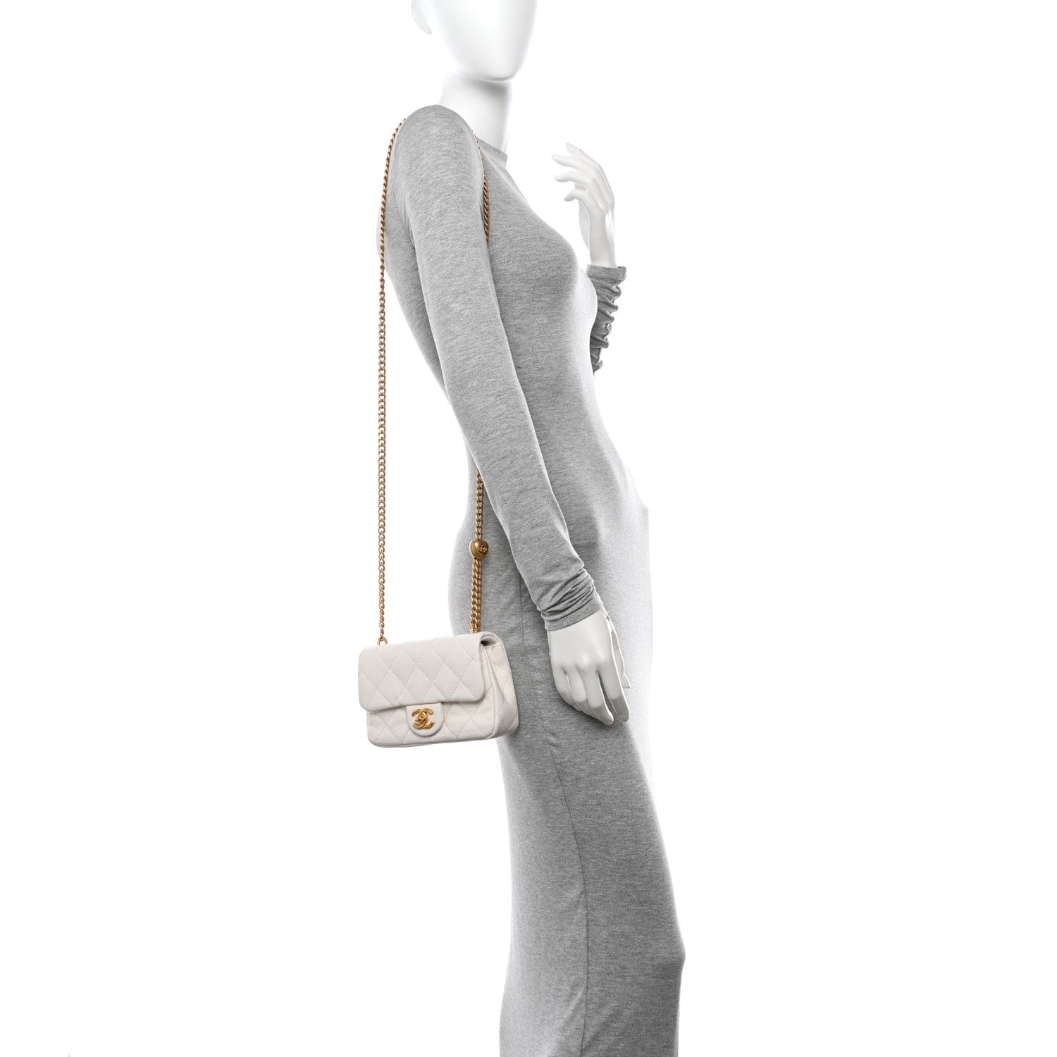 Chanel Caviar Quilted Mini Sweetheart Rectangular Flap White 2 of 12