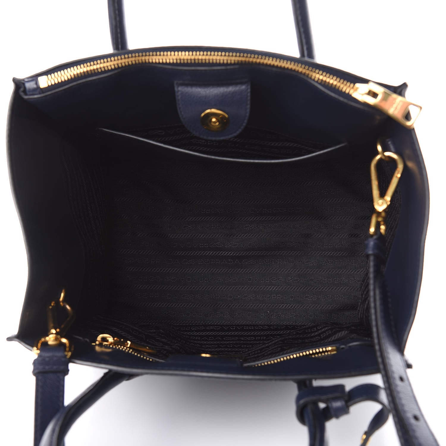 Prada Glace Calfskin Twin Pocket Tote Baltico 5 of 14