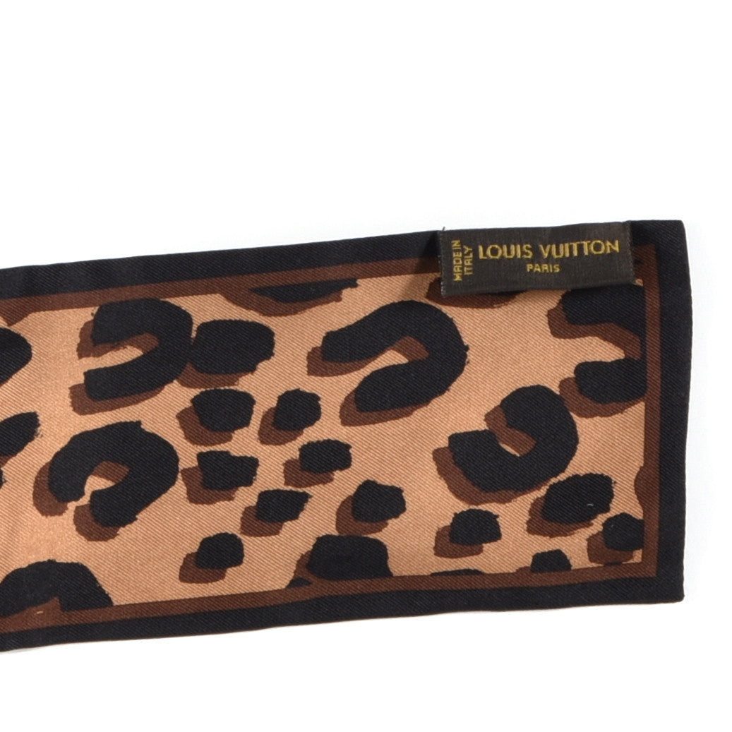 Silk Leopard Bandeau Scarf Marron