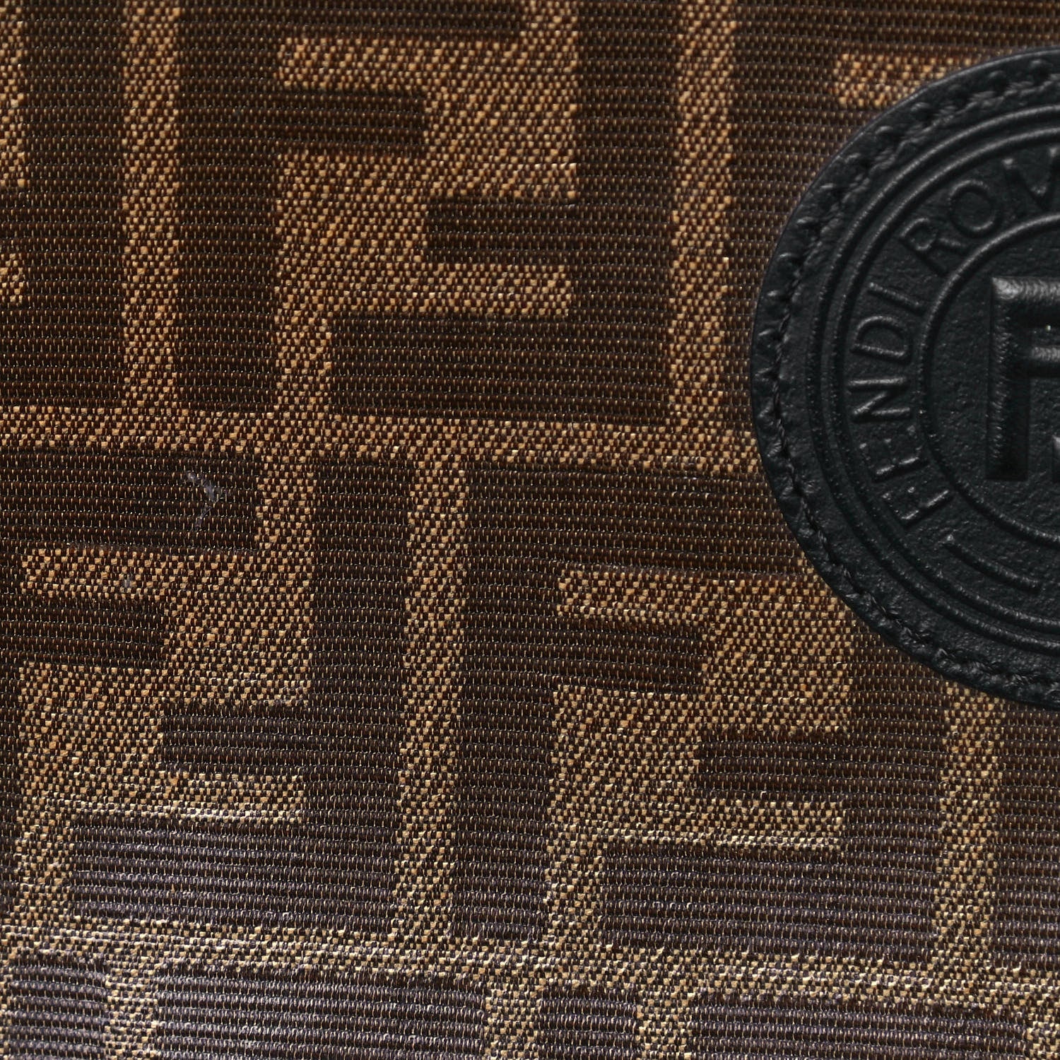 Fendi Glazed Fabric Vitello Century FF 1974 Stamp Patch Mini Peekaboo Defender Cover Mogano Panna Black 16 of 16