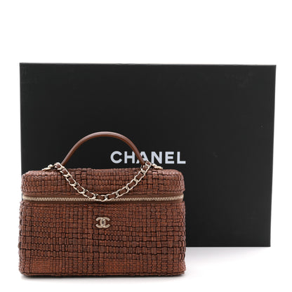 Chanel Braided Raffia Quilted Top Handle Slim Vanity With Chain Brown 11 of 11
