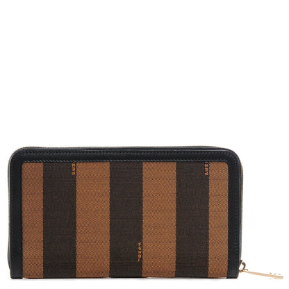 Fendi Pequin Cuoio Vegetale Zip Around Wallet Tobacco Black 1 of 7