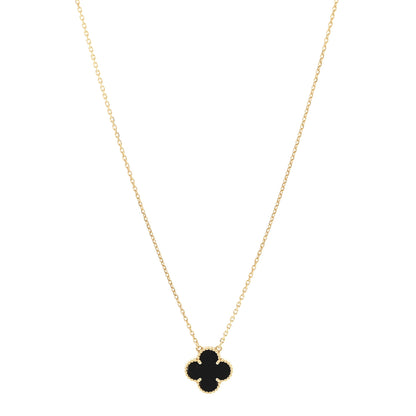 Van Cleef & Arpels 18K Yellow Gold Black Onyx Vintage Alhambra Pendant Necklace 1 of 6