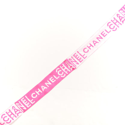 Chanel Silk Logo Slim Bandeau Scarf Fuchsia White 3 of 4