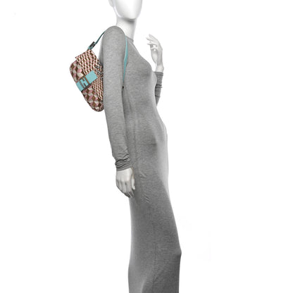 Fendi Fabric Lizard Crystal Embroidered Baguette Celeste 2 of 14