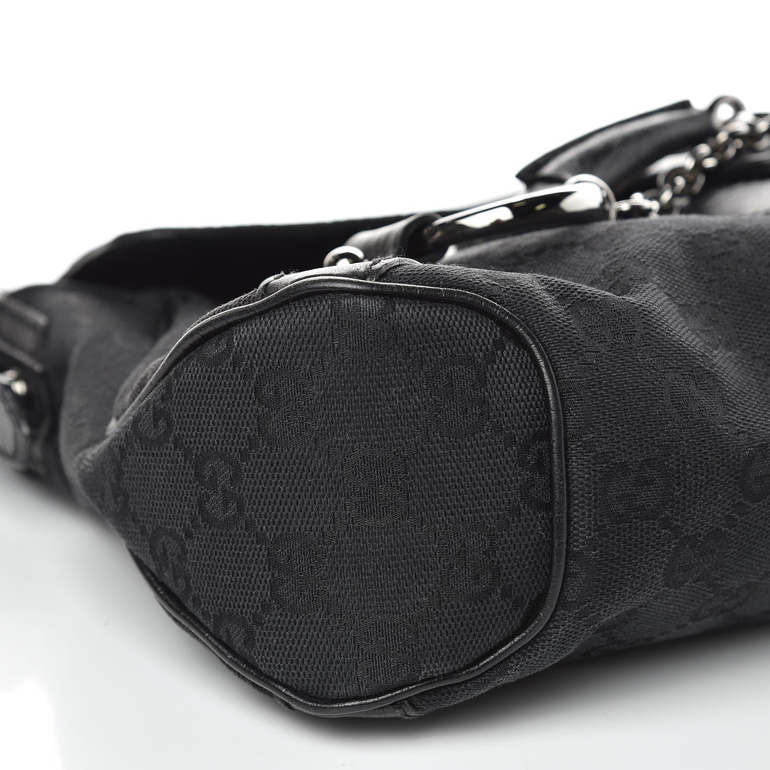 Gucci Monogram Horsebit Chain Flap Shoulder Bag Black 8 of 12