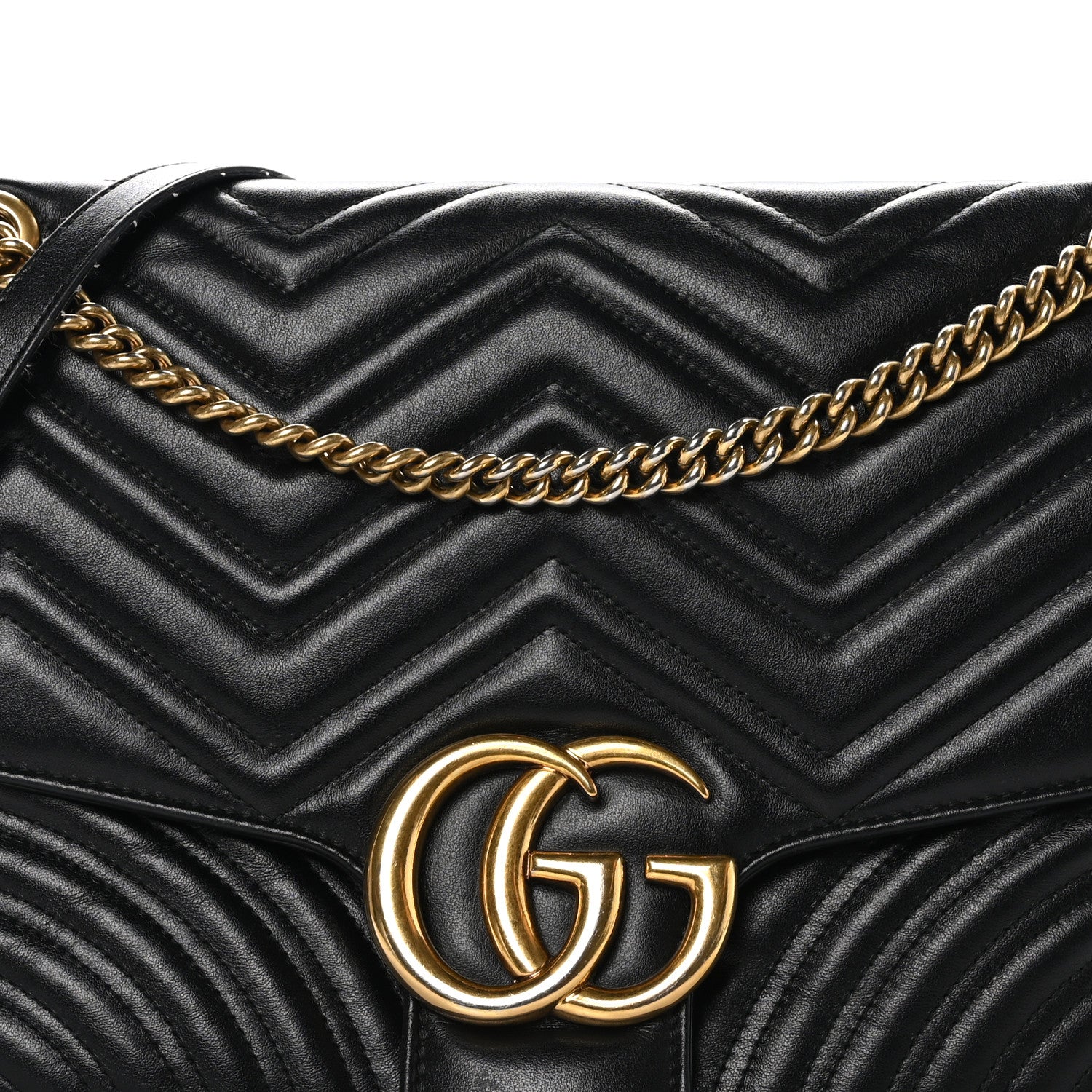 Gucci Calfskin Matelasse Large GG Marmont Shoulder Bag Black 8 of 15