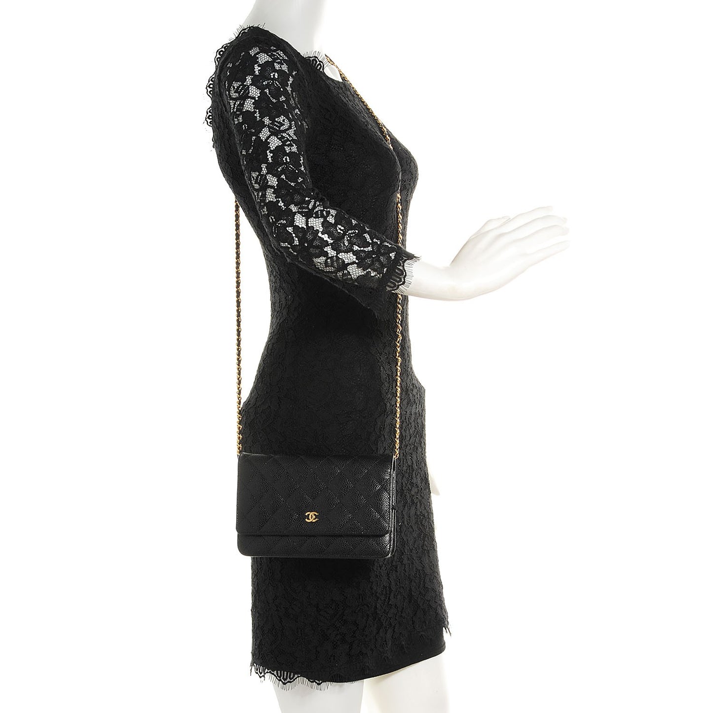 Caviar Quilted Wallet On Chain WOC Black