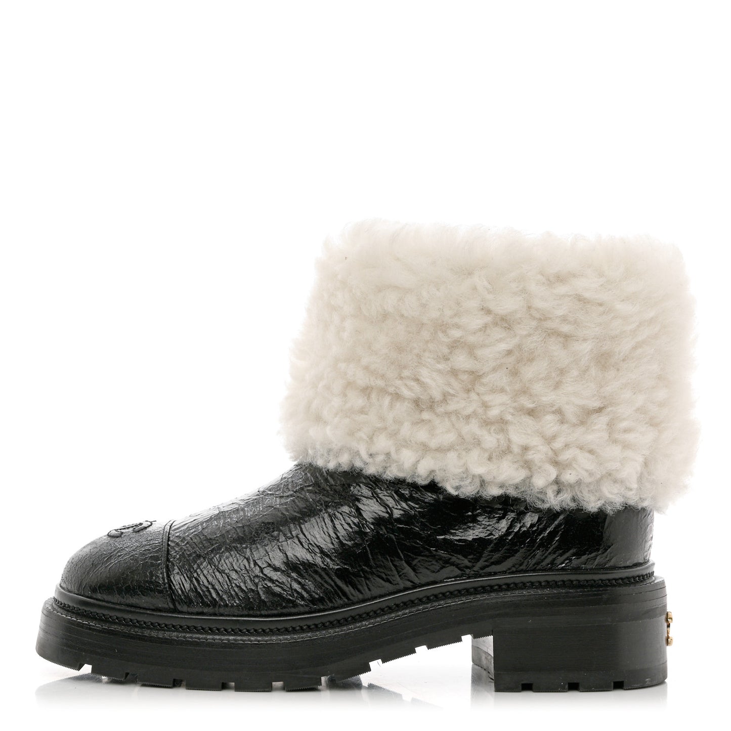 Lambskin Shearling Short Boots 38 Black