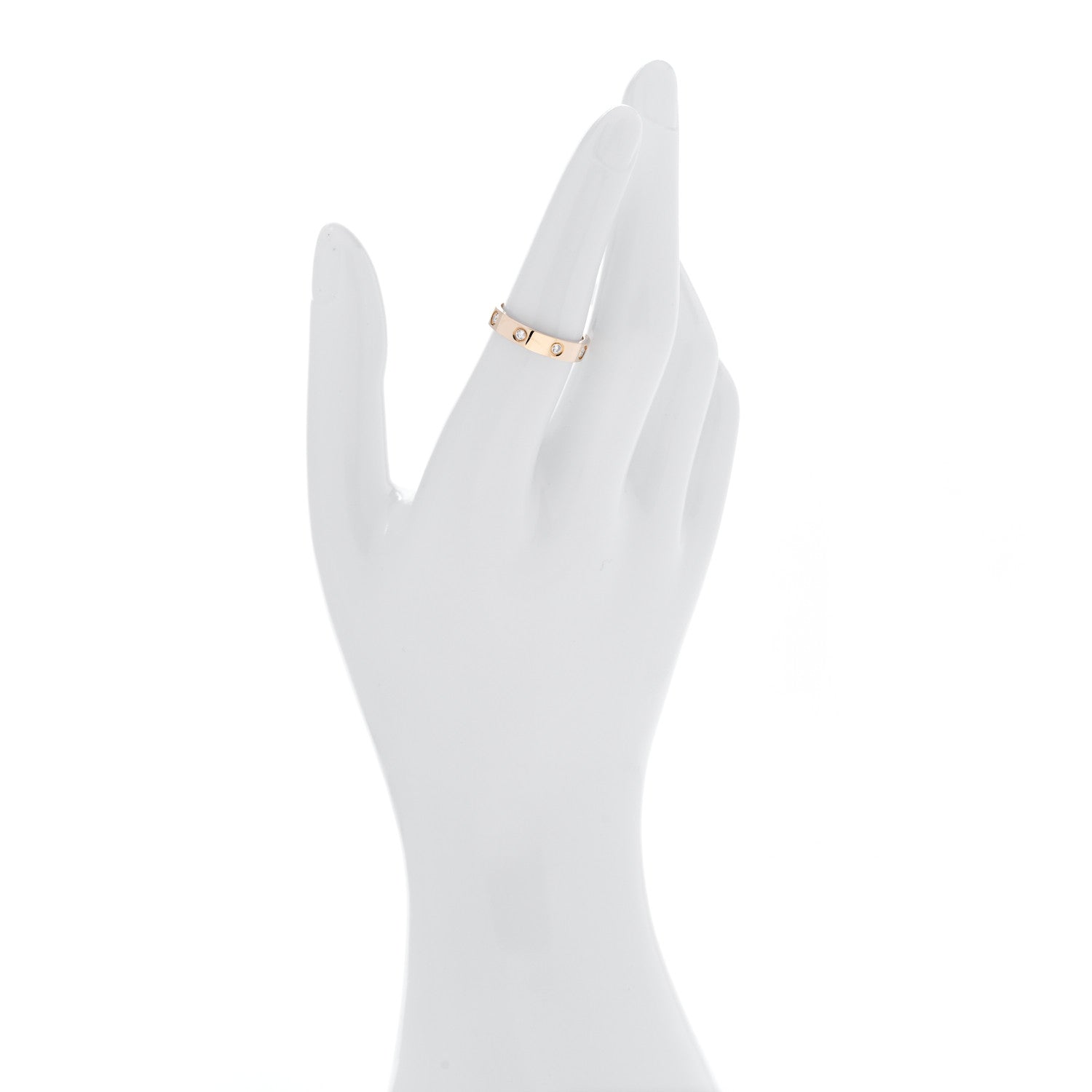 Cartier 18K Yellow Gold 8 Diamond 4mm LOVE Wedding Band Ring 53 6.5 2 of 5