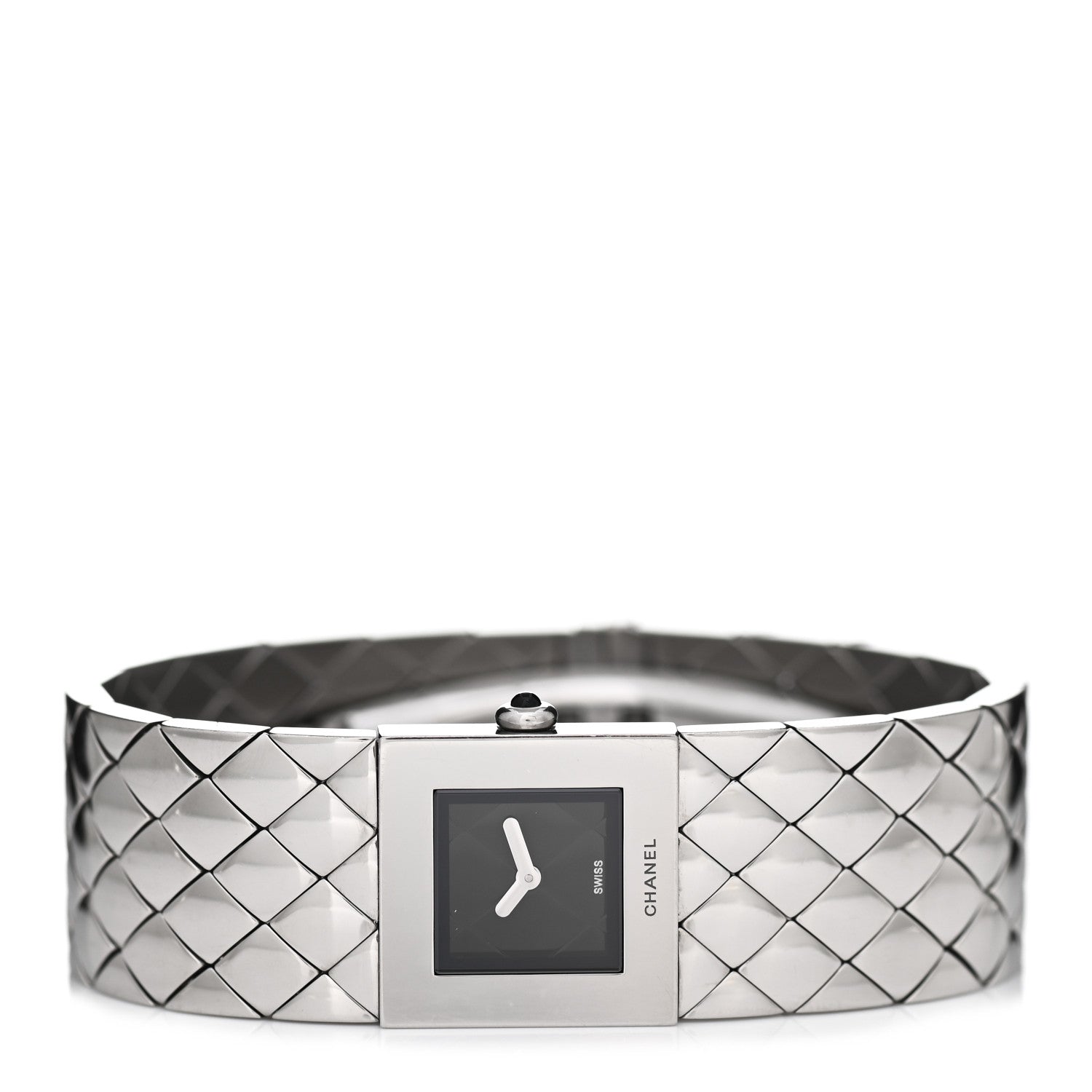 Chanel Stainless Steel 19mm Quilted Matelasse Acier Quartz Watch Black 2 of 4