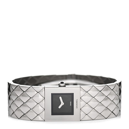 Chanel Stainless Steel 19mm Quilted Matelasse Acier Quartz Watch Black 2 of 4