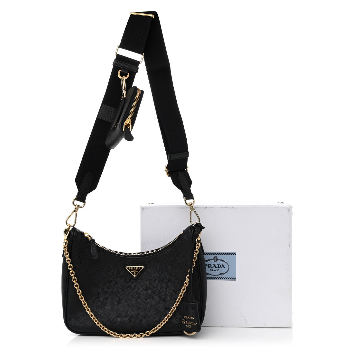 Saffiano Lux Re-Edition 2005 Shoulder Bag Black