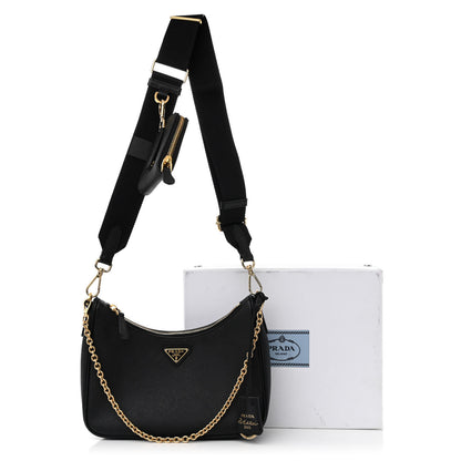 Prada Saffiano Lux Re-Edition 2005 Shoulder Bag Black 14 of 14