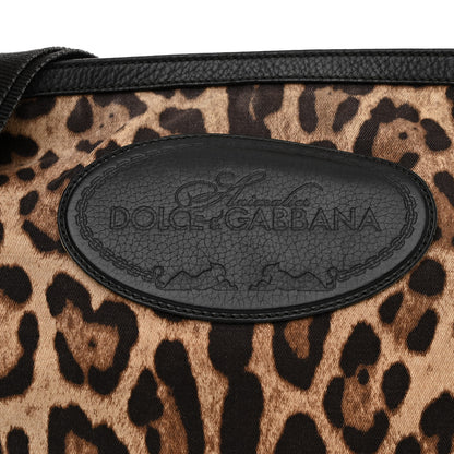 Dolce & Gabbana Leopard Print Canvas Calfskin Messenger Bag Black 7 of 17