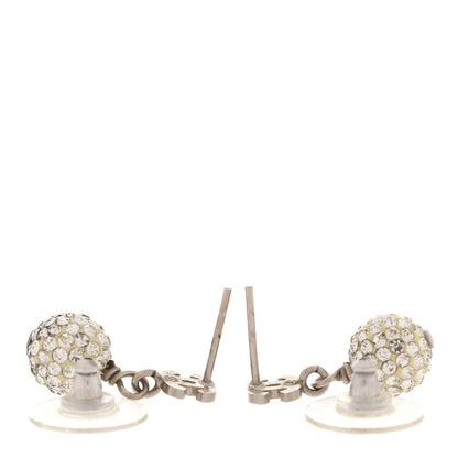 Chanel Crystal CC Drop Earrings White Silver 3 of 5