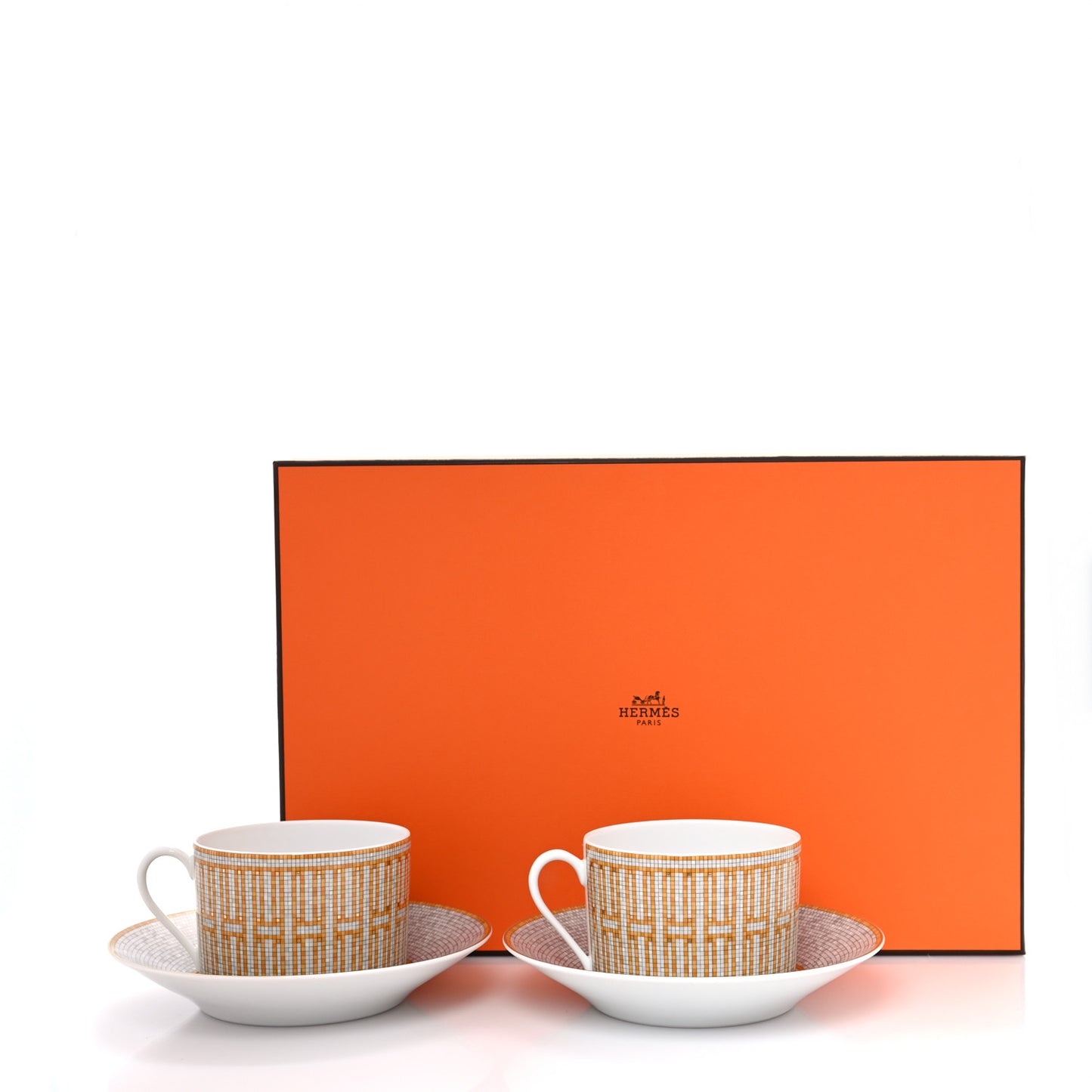 Porcelain Mosaique Au 24 Gold Breakfast Cup And Saucer Set Of 2
