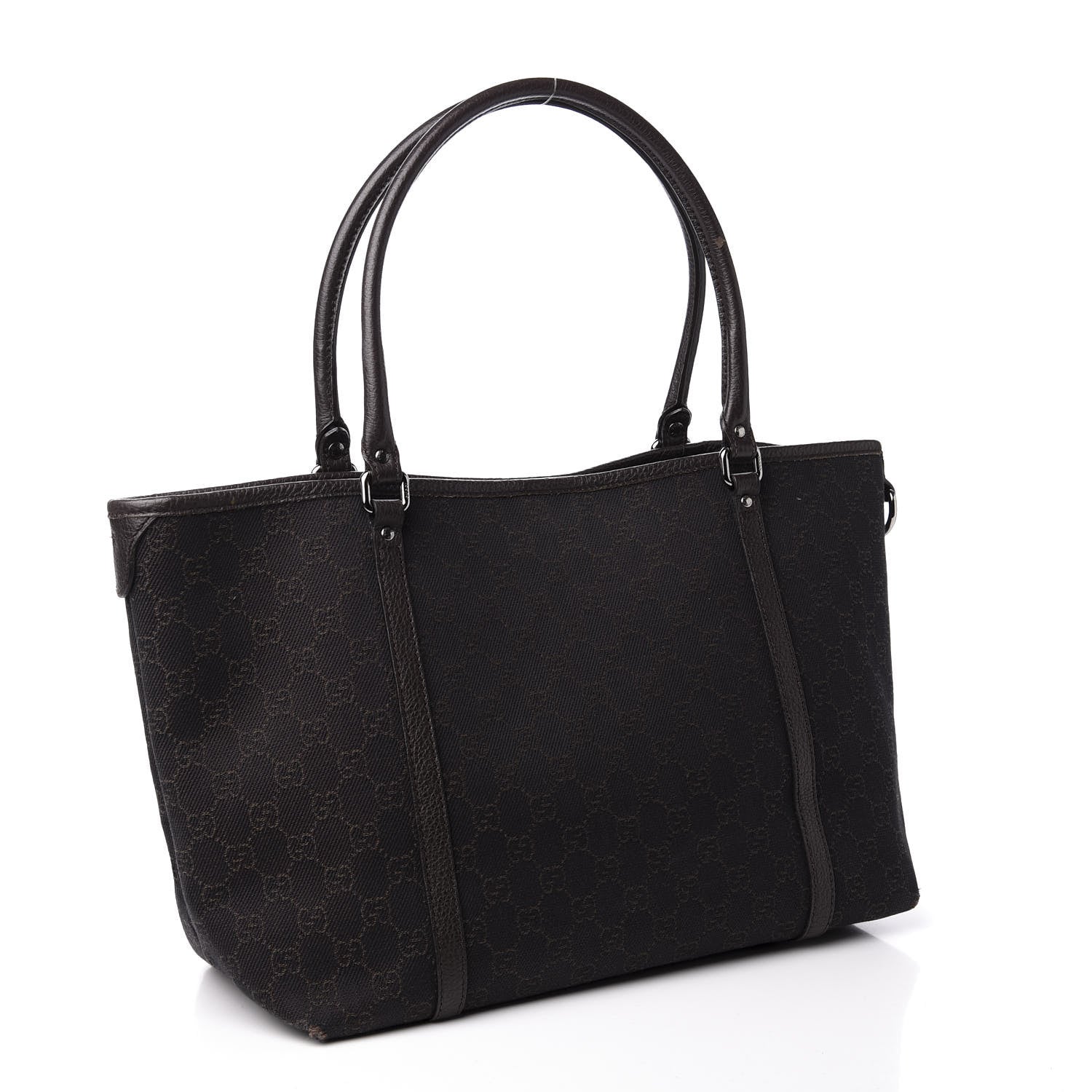 Gucci Denim Dollar Calfskin GG Monogram Medium Joy Tote Brown 2 of 12