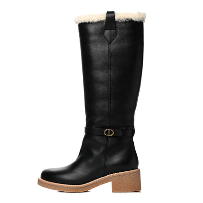 Christian Dior Calfskin Shearling D-Furious Boots 37 Black 1 of 20