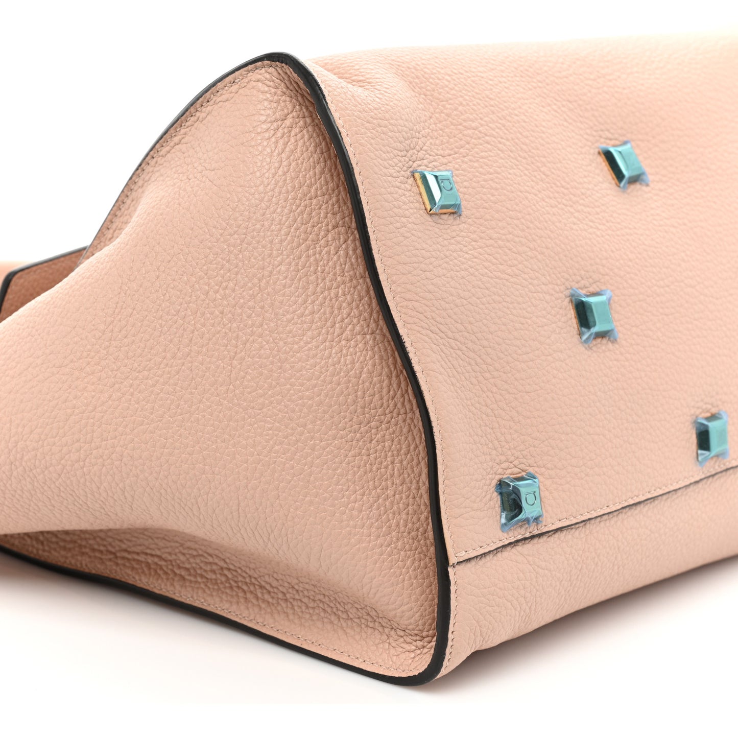 Grained Calfskin Medium Studio Top Handle Bag Beige