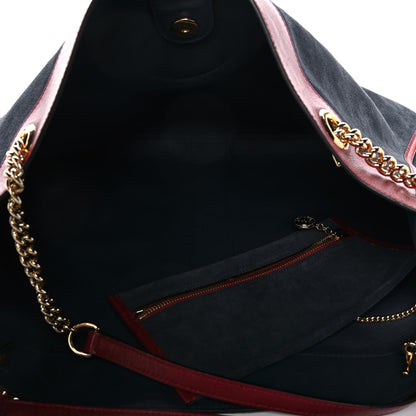 Gucci Suede Calfskin Large Rajah Chain Tote New Blue Romantic Cherry 5 of 12