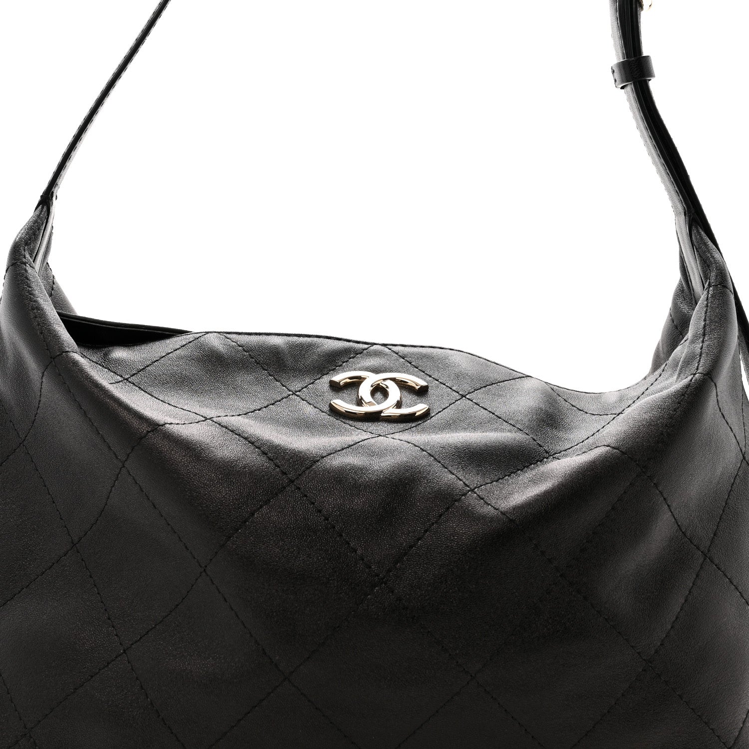 Chanel Shiny Lambskin Quilted Maxi Hobo Black 6 of 10