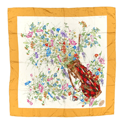 Gucci Silk Floral Print Square Scarf Yellow Multicolor 1 of 7