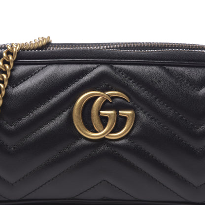 Gucci Calfskin Matelasse Mini GG Marmont Chain Crossbody Bag Black 12 of 12