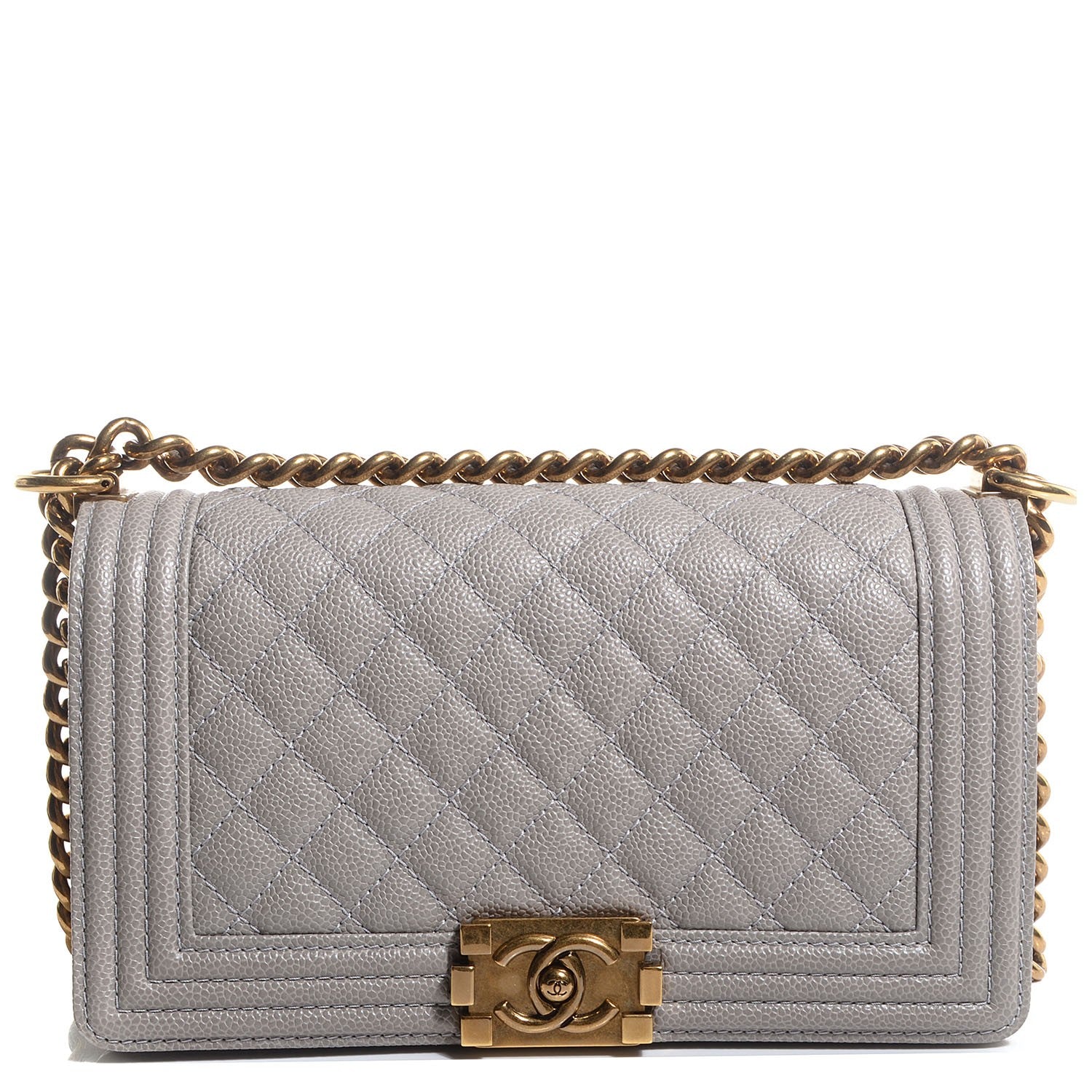 Chanel Caviar Medium Boy Flap Light Grey 1 of 9