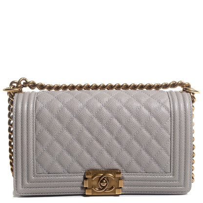 Chanel Caviar Medium Boy Flap Light Grey 1 of 9
