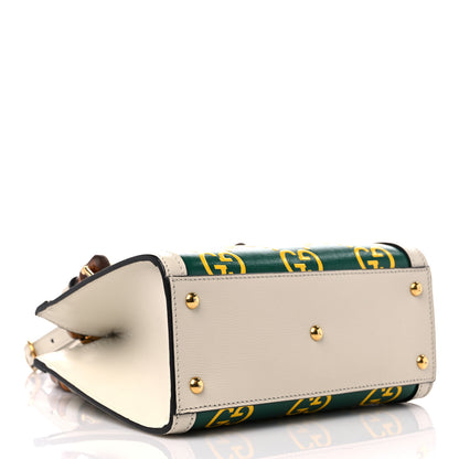 Gucci Azalea Calfskin GG Monogram Bi-Color Debossed Mini Diana Tote Bag Emerald Stone Topaz Mystic White 3 of 9
