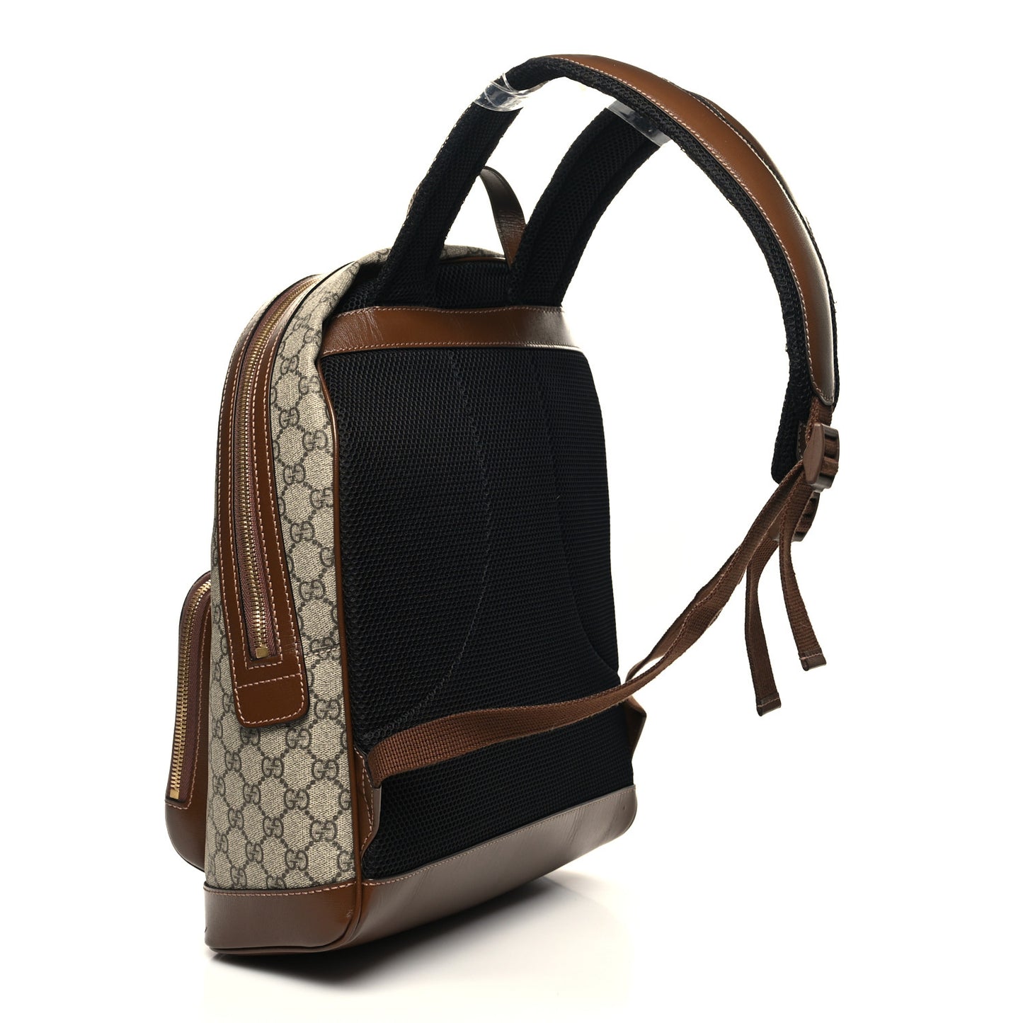 GG Supreme Monogram Textured Calfskin Retro Interlocking G Backpack Brown Beige