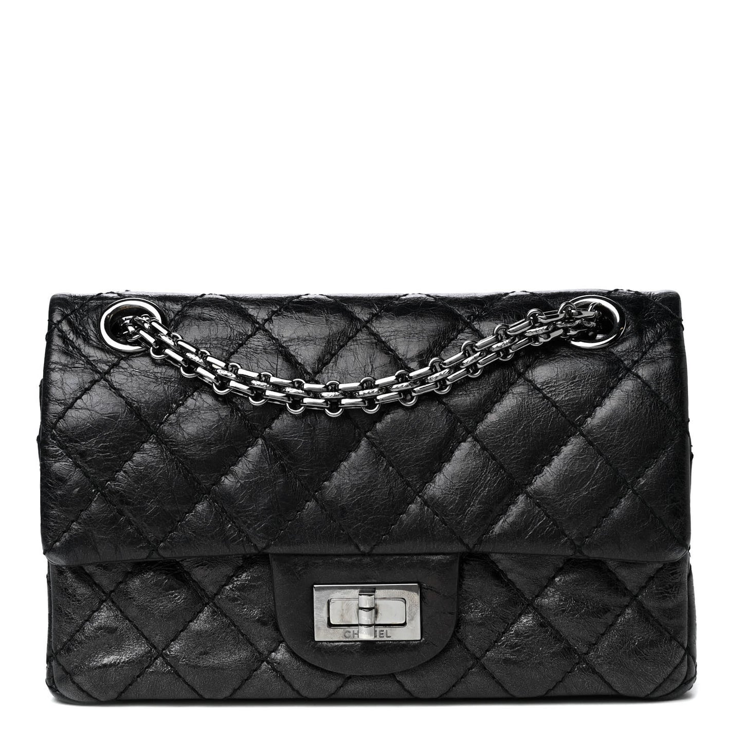 Aged Calfskin Quilted 2.55 Reissue 224 Flap Black