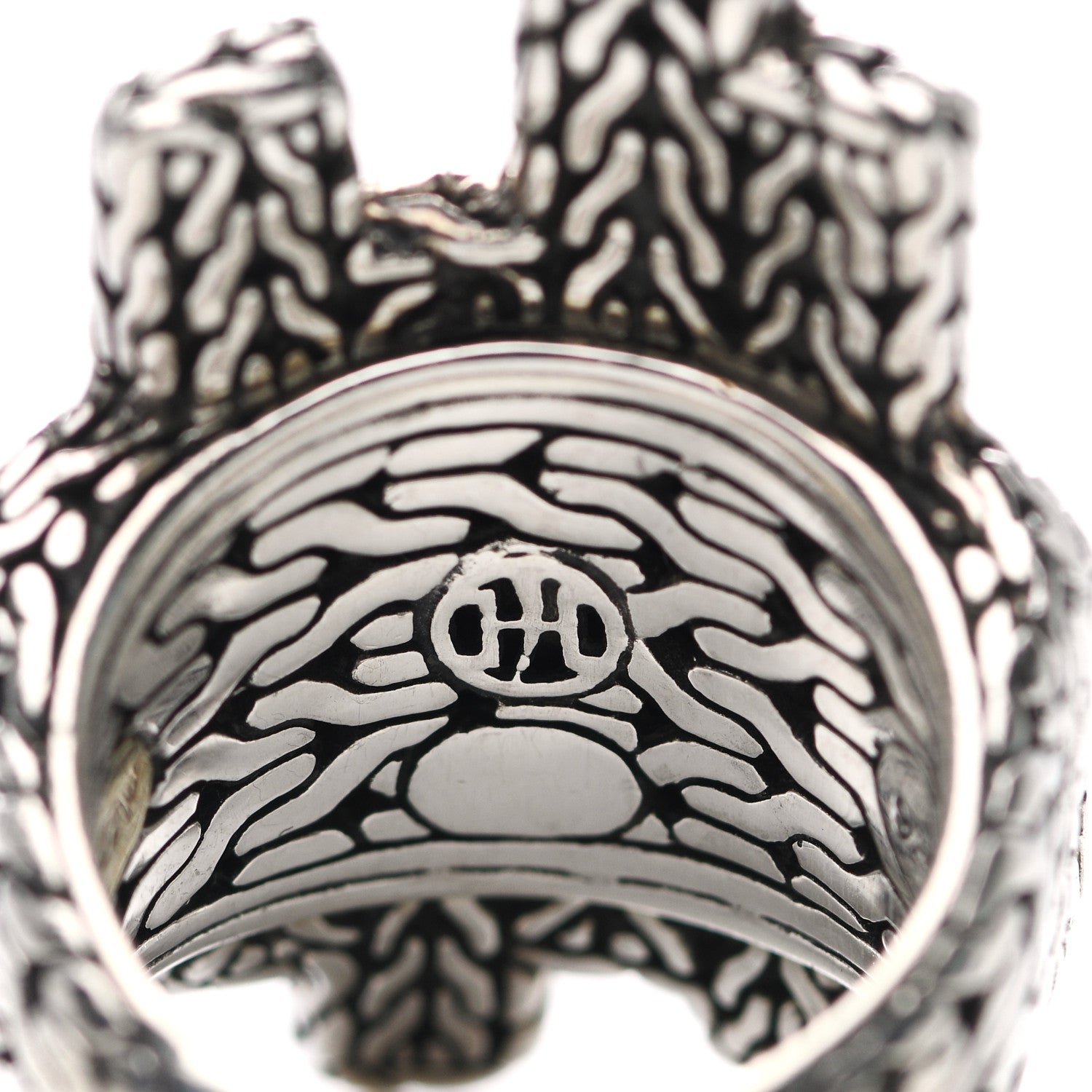 John Hardy Sterling Silver 22K Yellow Gold Hammered Palu Ring 52 6 5 of 6