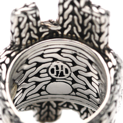 John Hardy Sterling Silver 22K Yellow Gold Hammered Palu Ring 52 6 5 of 6