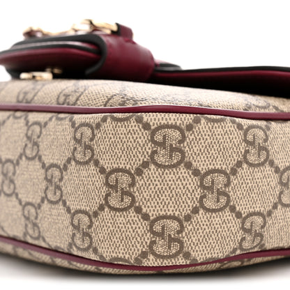 Gucci GG Supreme Monogram Horsebit 1955 Small Soft Top Handle Shoulder Bag Beige Dark Red 10 of 10