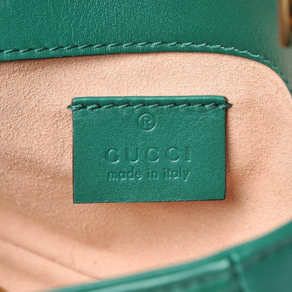 Gucci Calfskin Matelasse Super Mini GG Marmont Shoulder Bag Emerald Green 7 of 10