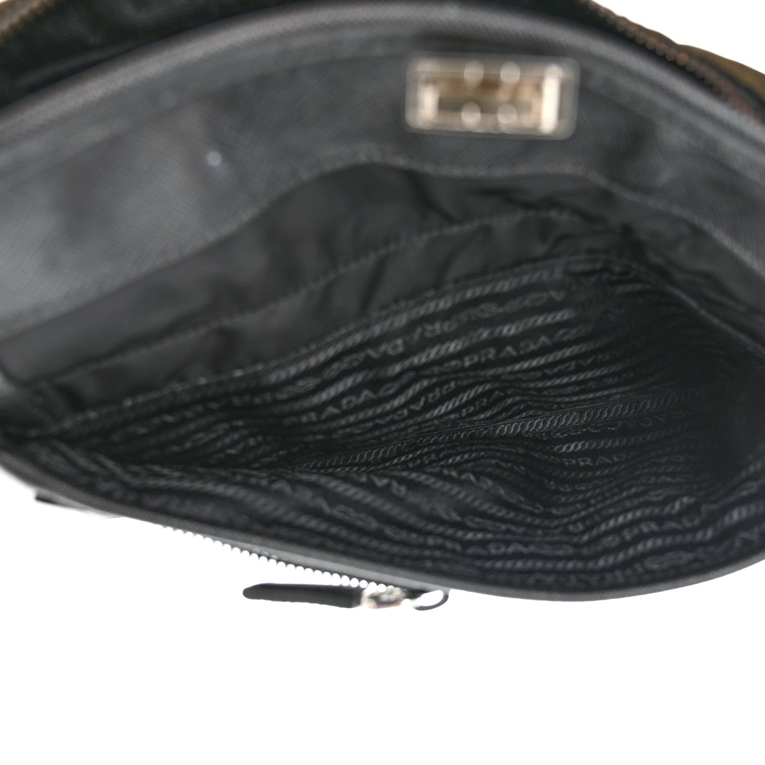 Prada Tessuto Nylon Saffiano Pocket Single Snap Buckle Messenger Flap Bag Mimetico Black 5 of 10