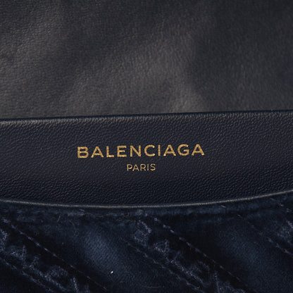 Balenciaga Velvet Logo Matelasse M BB Chain Shoulder Bag Navy 6 of 12