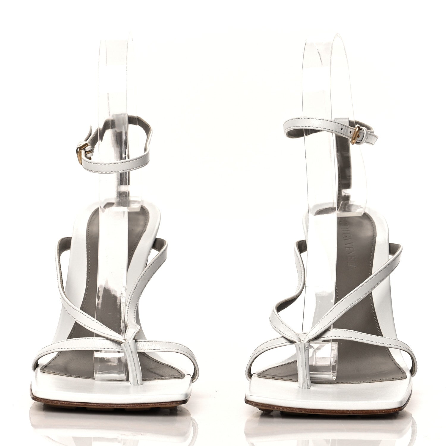 Bottega Veneta Lambskin Stretch Multi Strap 90mm Sandals 37 Optic White 2 of 7