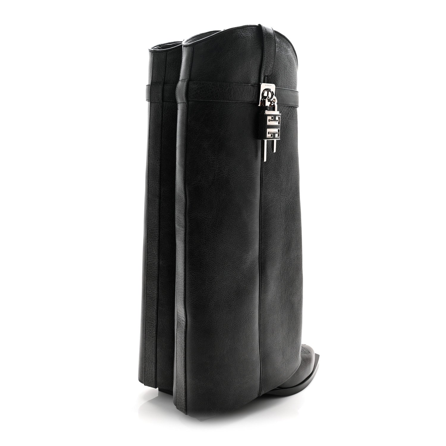 Givenchy Calfskin Cowboy Shark Lock High Boots 38 Black 4 of 7
