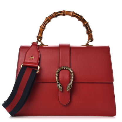 Gucci Moon Calfskin Web Large Dionysus Bamboo Top Handle Bag Hibiscus Red 1 of 9