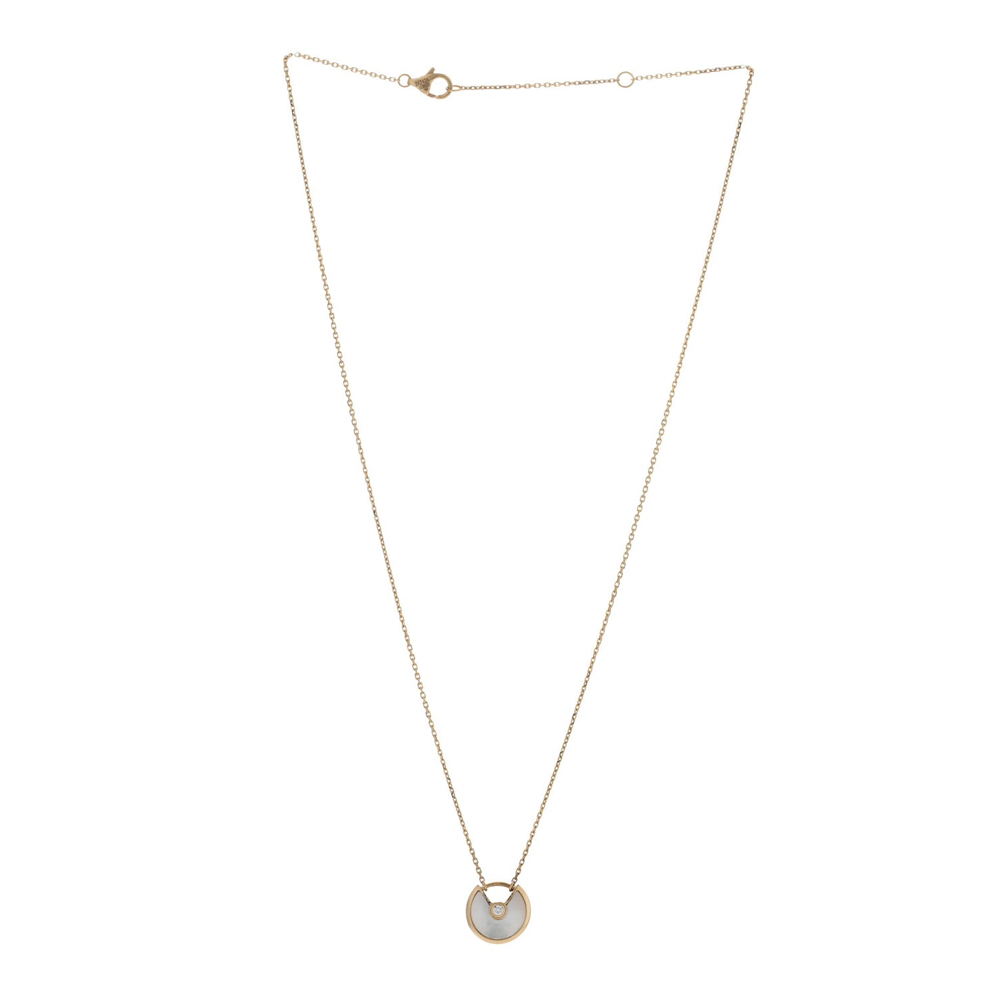 18K Yellow Gold Diamond Mother of Pearl XS Amulette de Cartier Pendant Necklace
