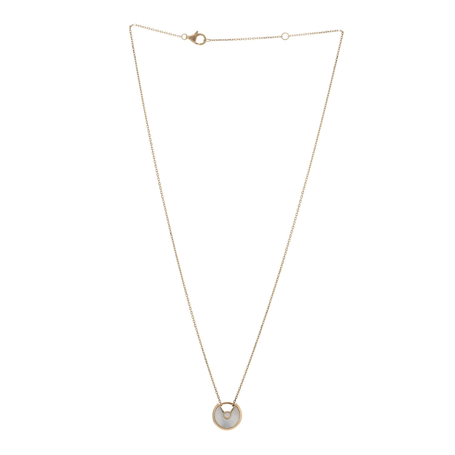 Cartier 18K Yellow Gold Diamond Mother of Pearl XS Amulette de Cartier Pendant Necklace 3 of 4